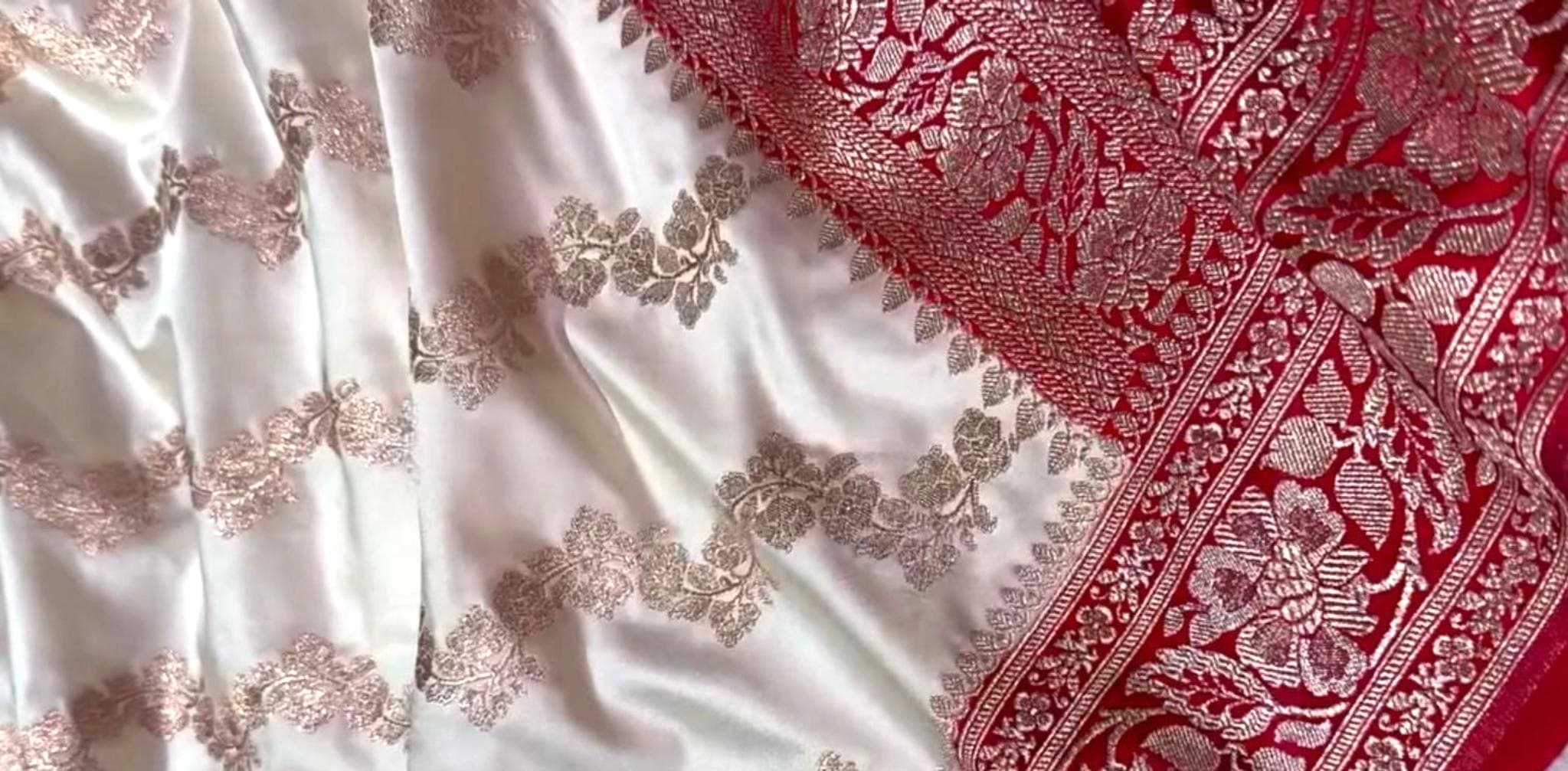 Handwoven Banarasi silk in kadhwa zari with a korvai border