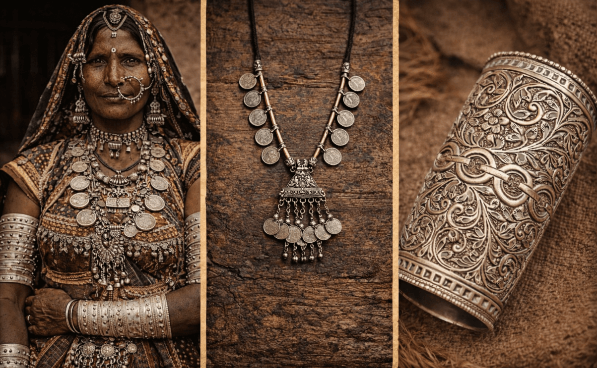 Oxidised jewellery inspired by the nomadic artistry of Banjara tribes